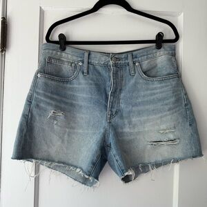 Madewell Blue Jean Shorts Distressed Raw Hem